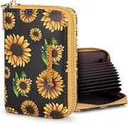 [Montana West] Credit Card Holder for Women Small RFID Wallet with Zipper Card Case Wallet Unisex, Print-Gerbera, Minimalist