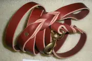 LEATHER DOG LEASH, 1" X 7'-5" QUAL. XX HEAVY, SOLID BRASS SNAP & RIVETS