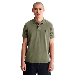 Timberland 男款灰綠色休閒短袖Polo衫|A6R29590