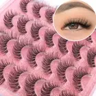 14mm Lashes Natural Look Wispy Eyelashes Fluffy Faux Mink Clear Pink