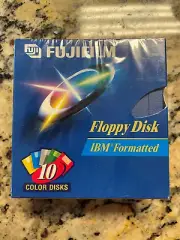 Fuji 3.5 PC IBM Formatted 2HD Diskettes High-Density Floppy Disk 10-Pack New