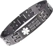 LinnaLove Lymphedema Alert Bracelets no bp/iv/needles this arm Bracelets Stainless Steel Medical Bracelets for Women