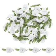80 Pcs White Mini Roses Bow 15mm Ribbon Roses for Appliques Crafts
