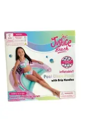 Justice Beach Inflatable Float Pool Chair Grip Handles Purple Glitter ($)