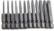 12pcs Torx Driver Set, 1/4 Inch Hex Shank, T5/ T6/ T7/ T8/ T9/ T10/ T15/ T20/ T25/ T27/ T30/ T40 Torx Head Security Screw Driver Bit Set with Tamper Proof Star 6 Points Screwdriver Kit Tools