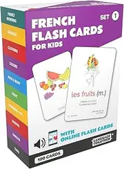 French Flash Cards for Kids: 100 First French Words with Online Audio - Learn Colors, Shapes, Numbers 1-10, Animals and More Beginner, Everyday Words - 100 Cards