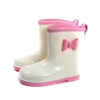 在飛比找momo購物網優惠-兒童鞋 雨鞋 雨靴 白/粉紅邊 蝴蝶結 中童 童鞋 8896