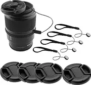 CamKix Compatible with Nikon, Canon, Sony Camera 58mm Lens Cap Bundle - 4 Snap-on Lens Caps for DSLR Cameras - 4 Lens Cap Keepers - Microfiber Cleaning Cloth Included - s (58mm)