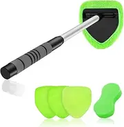 XINDELL Windshield Cleaner Window Windshield Cleaning Tool with Extendable Handle and Washable Reusable Microfiber Cloth Auto Interior Exterior Glass Wiper Car Glass Cleaner Kit (Extendable)