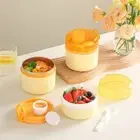 Cream Style Lunch Box with Lid and Handle Rice Bowl Office Workers To Bring
