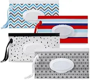 PandaEar 4 Pack Baby Wipe Dispenser, Refillable Baby Wipe Holder Bag Portable Wipes Container Reusable Wet Wipe Pouch