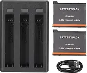Action Camera Battery for 360 X3, 3 Slots with Type C Charge Cable and 2 Replacement Batteries 3.85V 1800mAh