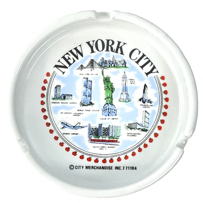 New York City NYC WTC Vintage AshTray Tourist Statue of Liberty Coaster Ceramic