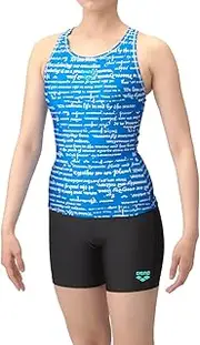 [arena] Swimwear Fitness Separates (Y Back, Middle Leg, Insert Pad), Women's, Blue x Black (BLBK)