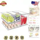 Sturdy Stackable Fridge Drawer Set - 4 Transparent Produce Storage Containers