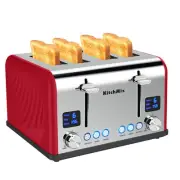 Toaster 4 Slice, Bagel Stainless Toaster with LCD Timer, Extra Wide Slots, Du...