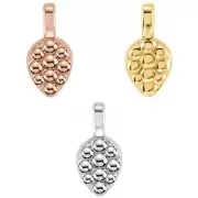 14K Gold Tiny Beaded Milgrain Leaf Dangle Jewel Earring Drop Pendant Charm 6x3mm