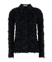 textured-finish shirt XS,M Black