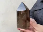 0.99LB Natural Smokey quratz Crystal Obelisk Tower Crystal Wand Point