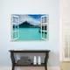 海洋小屋壁貼 3D立體壁貼 海洋沙攤 可重覆黏貼 貼紙 辦公室 客廳 臥室貼 假窗戶風景 沂軒精品 E0049