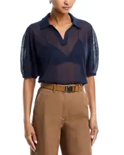 Theory Blouson Polo in Sheer Crepe