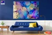 Purple Blue with Gold Abstract Wall Canvas Home Decor Australian Made Quality