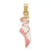 14k Yellow Gold 3-D Enamel Ballet Shoe Charm