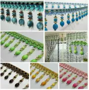 DIY Curtain Beaded Lace Tassel Beaded Fringe/Trim Sewing/Costume/Crafts 1M x 8cm