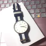 DANIEL WELLINGTON DW手錶 金筐白錶面 38MM 藍白尼龍錶帶