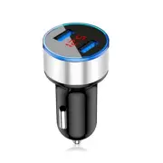 LED Car Charger Quick Charge Cigarette Lighter Adapter Digital Voltmeter W/2 USB (for: Porsche)