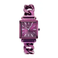 在飛比找momo購物網優惠-【GUESS】紫色系 時尚方型 牛仔鍊式不鏽鋼錶帶 手錶 女