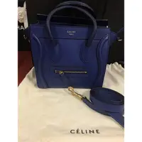 在飛比找蝦皮購物優惠-CELINE Nano Luggage 寶石藍小牛皮手提冏包