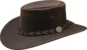 [Barmah] Squashy Bronco Cowhide Leather Hat (XL, Brown)