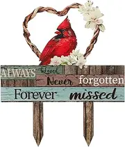 Zonon Cardinal Grave Decoration Loss of Mother Father Always Loved Never Forgotten Forever Missed Cemetery Metal Memorial Stakes Grave Decorations for Mother's Day Humans Grave for Outdoor Yard Garden