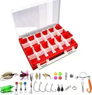 227-Piece Freshwater & Saltwater Fishing Lures Kit with Tackle Box, Spinnerbaits, Plastic Worms, Minnows, Crankbaits, Lightweight & for All Types