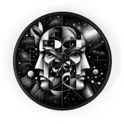 Home Decor Wall Clock Art Deco Duality Mask Abstract Cosmos Museum Gallery Black