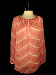 NEW CHICO'S Size 2 12 14 L Blouse Shirt Top Orange White Purple Beads Sparkles
