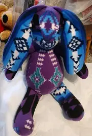 Native American (Zuni) Hand Made Pendleton Pattern Fleece Stuffed Bunny Rabbit