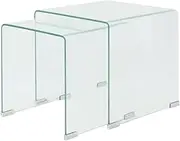 Two Piece Nesting Table Set Tempered Glass Clear,Coffee Tables 20.85KG-244191