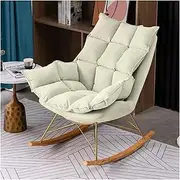 Rocker Glider Chair for Nursery Modern Rocking Chair Comfy Accent Chair for Living Room,Upholstered Nursing Armchair Nursing Lounge Side Chair with Wooden Base (Color : Cream White)