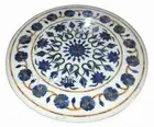 Lapis Lazuli Gemstone Inlay Work Coffee Table Top Round Marble Breakfast Table