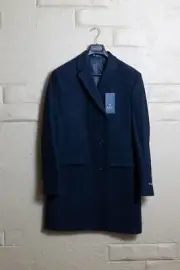 BEN SHERMAN MENS BLUE HERRINGBONE WOOL BUTTON DRESS COAT JACKET SZ 42R