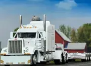 1/64 DCP WHITE PETERBILT 379 W/ 63" MID ROOF SLEEPER & TALBERT LOWBOY