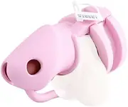 Male Silicone Chastity Cage Device Cock Cage Lockable Belt Restraint Bondage with 3 Rings BDSM Sex Toy (Pink)