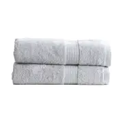2pc Renee Taylor Stella 650GSM Super Soft Bamboo Cotton Bath Sheet Set Silver