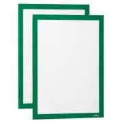 2PK Durable Green Duraframe Self-Adhesive Sign A4 Document/Paper Display Holder
