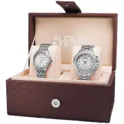August Steiner AS8171SS Women’s Diamond-Accented MOP Quartz Bracelet Watch Set