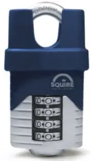 Squire DIE CAST COMBINATION PADLOCK 26mm Head, 8x26mm Shackle,Weather Proof BLUE