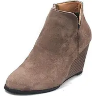 Boots Women High Heels Wedges Suede Leather Ankle Boots Ladies Boots