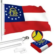 Combo Pack: 5 Ft Tangle Free Spinning Flagpole (Silver) & Georgia Flag 2x3
